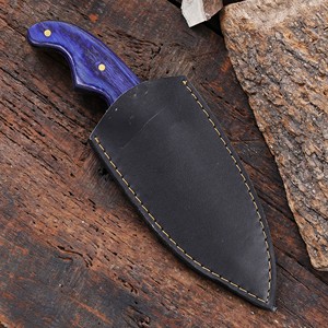 Cuchillo utilitario Wharncliffe de hoja fija de 8 pulgadas con recubrimiento en polvo, mango de madera Pakka de grado industrial, personalizado OEM para caza, desollado y camping - Product Image 3