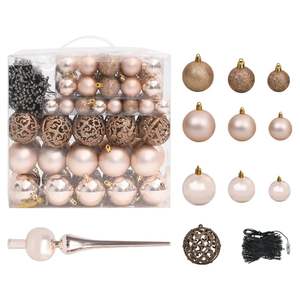 Sapin de Noël artificiel vert pré-éclairé de 94,5 pouces avec ensemble de boules, collection élégante d'ornements de Noël - Product Image 6
