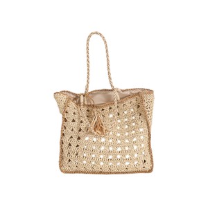 Aprovecha el día con absoluta confianza con este llamativo bolso de hilo natural, diseñado con una correa trenzada y bordes oscuros. - Product Image 1