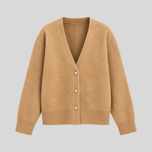 Custom Women V Neck Knitted <b>Cardigan</b> Sweater <b>Button</b> Front Regular Fit Anti Wrinkle Breathable Autumn Winter Daily Wear - Product Image 5