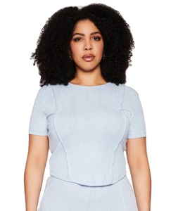 Top Trending Camiseta de mujer Calidad hecha a medida Tallas grandes Pintuck Manga corta OEM/ODM Proveedores de ropa a granel Bangladesh - Product Image 1