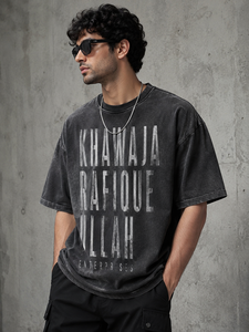 Khawaja Rafique Ullah Enterprises Men's Oversized <b>Long</b> Knitted <b>Black</b> <b>T</b>-<b>Shirt</b> Contrast Trim Street Style Short <b>Sleeve</b> O-Neck 100% - Product Image 3