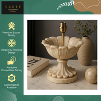 Lampe en marbre LED écologique sculptée à la main, de qualité supérieure, pour table/de chevet, en pierre naturelle, robuste, avec base