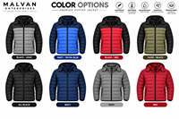 Blouson d'hiver pour homme à capuche, léger, chaud, décontracté, style bomber, en matière alternative au duvet, avec fermeture éclair.