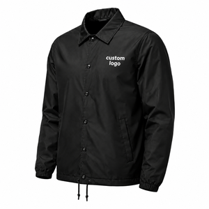 Blouson bomber vintage unisexe noir en polyester avec logo personnalisé sur le devant, coupe-vent, vêtement d'hiver décontracté, mélange de coton - Product Image 1