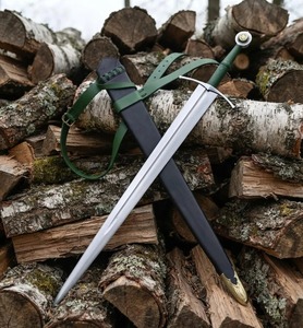 Medieval Sword With Scabbard Stainless Steel Blade <b>Leather</b> Handle Outdoor Sports Use - Product Image 1