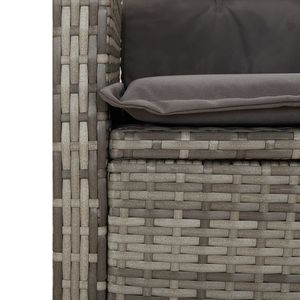 Juego de comedor de patio de 3 piezas de ratán sintético gris con cojines, conjuntos de jardín - Product Image 6