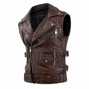Chaleco de Seguridad para Motociclistas de Cuero Genuino de Primera Calidad 2026, Resistente al Viento, Talla Grande, para Hombre, con Fabricante Personalizado - Product Image 1