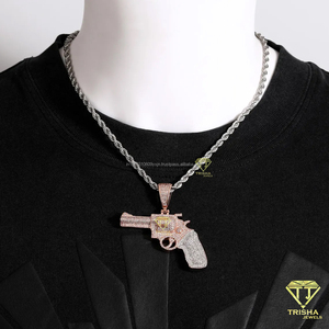Pendentif Hip Hop Iced Out en argent sterling 925 avec diamants de laboratoire VVS, plaqué or et rhodium - Product Image 6