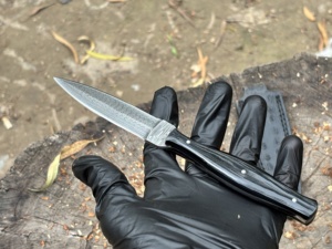 Handmade Damascus Steel Knife with <b>Black</b> Resin Handle Custom OEM ODM - Product Image 6