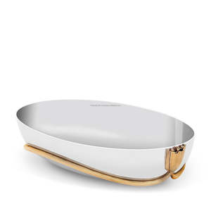 Moderno Servidor de Condimentos de 3 Secciones con Hojas Decorativas Plateadas, Nuevo, Decoración para el Hogar, Acero Inoxidable con Borde Dorado - Product Image 5