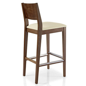 Silla de Bar Niwara de Madera de Teca Sólida de Primera Calidad, Contemporánea, Superventas, Taburete de Barra con Asiento Tapizado en Blanco, Lujosa para Hotel o Casa de Campo - Product Image 5