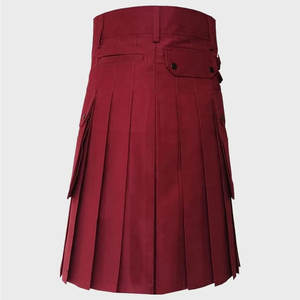 กางเกงคิลท์ผ้าฝ้ายสีแดงทำมือสำหรับผู้หญิง กระเป๋าคาร์โก้แบบยุทธวิธี สายรัดเอวปรับได้ แฟชั่นสไตล์สก็อต ปี 2026 - Product Image 3