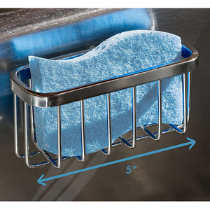 Sponge Holder Kitchen Sink Stainless Steel Rustproof Dishcloth Holder Silver Color Antique Design sink Organizer <b>Rack</b>/Tray - Product Image 6