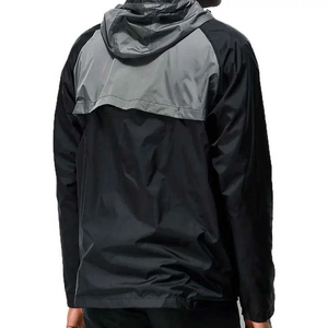 Chaqueta Cortavientos de Nailon con Cierre y Logotipo Personalizado al por Mayor, Chaqueta Cortavientos Deportiva Impermeable con Bloques de Color Transpirables para Hombre - Product Image 3