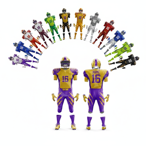 Ensemble de tenue de football américain pour jeunes et adultes, vêtements de sport personnalisés pour équipe, vente en gros, maillots et pantalons respirants en polyester - Product Image 1