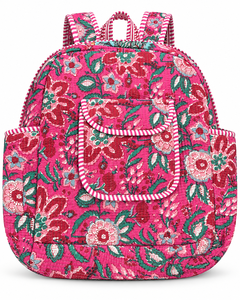 Mochila Acolchada de Algodón con Estampado Floral Rosa, Hecha a Mano, Estilo Boho, para Viaje - Product Image 6