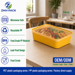 <span class=keywords><strong>ZMH</strong></span> 34oz 0,5mm Einweg-PP-Lebensmittelbehälter Quadratisch UV-Druck Anpassbar Mitdeckel für Takeaway Fast Food Großpackung Mikrowellen- und Gefriergeeignet - Product Image 1