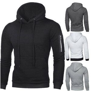 Men's Hooded Sweatshirt Solid <b>Black</b> Knitted Long Sleeve Slim Fit Casual Autumn Wear Zipper Pocket Design 2027 - Product Image 3