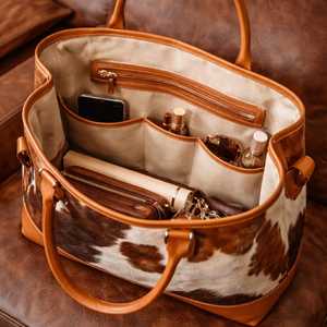 Sac de transport pour cheveux en cuir véritable imperméable de haute qualité pour femme, avec fermeture éclair, couleur unie, idéal printemps, été, hiver - Product Image 3
