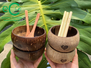 100% Sustainable Eco-friendly Coconut Shell Bowl <b>Mini</b> Carved Vietnam Handmade Artisans Country Design Presents Holding Food - Product Image 1