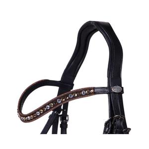 Luxury Patent Leather Horse Bridle Crystal Browband Dressage Bridle Padded <b>Equestrian</b> Riding Tack Set horse equipment - Product Image 2