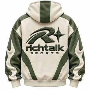Sweat-shirt à capuche pour homme, logo en relief, manches raglan, style sportif, tissu French Terry 100% coton, poche unie, vêtements d'hiver - Product Image 2