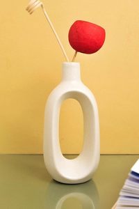 <b>Ceramic</b> Porcelain Oval Minimalist Tabletop <b>Vase</b> Hand Carved Eco-Friendly White Home Garden Use - Product Image 3