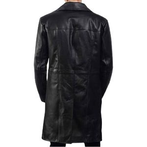 Veste en cuir PU pour homme, streetwear d'hiver haut de gamme, col montant, fermeture à bouton unique, doublure en satin, broderie personnalisable - Product Image 3