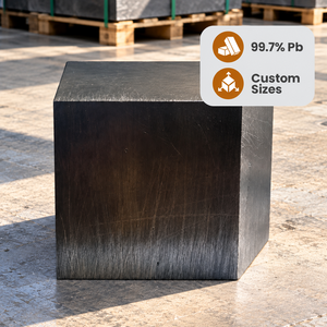 Barras de Plomo Puro al 99.97% Fabricadas en Malasia, Grado Industrial, Protección Contra Radiación, Acabado Mecanizado Gris, Bloque de Plomo de 4x4x2 Pulgadas - Product Image 1