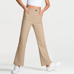 Pantalones de Vestir para Niñas, Cintura Elástica, Estilo Ligeramente Acampanado, con Dos Bolsillos Laterales, Uniformes Escolares - Product Image 2