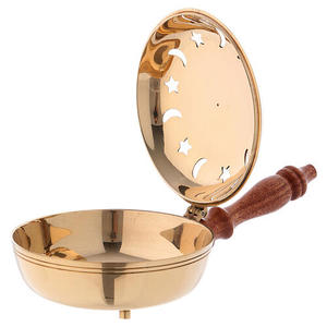Brûleur à Bakhoor en laiton massif Bela Artisan avec poignée en bois, Mabkhara arabe, encens Oud, charbon de bois, fait main, compatible avec l'encens indien - Product Image 2