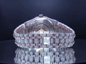 Reloj de Lujo Personalizado con Incrustaciones de Moissanita para Hombre - Reloj de Diamantes en Oro Rosa de Dos Tonos - Reloj de Pulsera Automático Estilo Hip Hop - Product Image 2