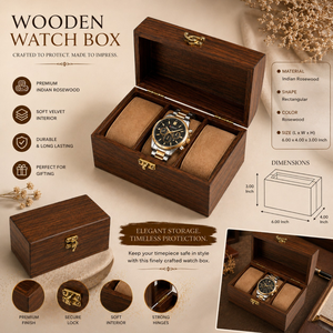 Handmade Indian Rosewood Dual <b>Watch</b> Storage Box | Luxury Wooden <b>Watch</b> Organizer Case with Semi Round Lid | Premium Display Gift - Product Image 3