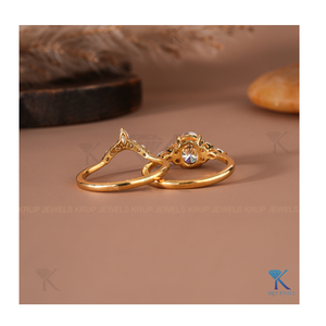 Anillo de Compromiso de Lujo con Corte Ovalado y Racimos de Hojas Marquise, Chapado en Oro de 18K sobre Plata, Banda de Diamantes Brillantes, Regalo de Joyería para Ella - Product Image 3