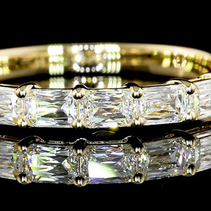 Bague de fiançailles et alliance éternité pour femme en diamant de laboratoire taille radiant, en or 10K 14K 18K ou argent 925 935 - Product Image 2