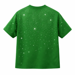 Camiseta personalizada con diamantes de imitación verdes para hombre, camiseta informal de algodón con cuello redondo y manga corta, ropa de calle a la moda de verano, camiseta gráfica para hombre - Product Image 3
