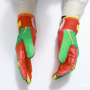 ถุงมือตีลูกเบสบอลหนังสีส้มเขียว พร้อมตัวล็อคแบบตะขอและห่วง สำหรับผู้ใหญ่ ใช้ได้ทั้งสองมือ ทนทาน - Product Image 3