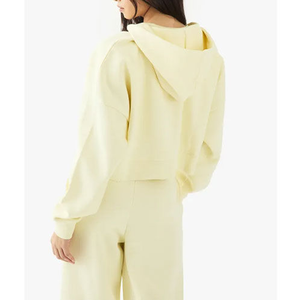 Survêtement à capuche de qualité supérieure, coupe ample, couleur unie, 100 % coton, décontracté, pour le printemps, avec poches latérales et fermeture éclair. - Product Image 2