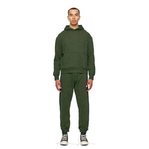 Unisex Solid Color Hooded Tracksuit Polyester/Cotton Regular Fit Full Length Casual Spring Wear Side Pockets Drawstring Closure - Product Image 4