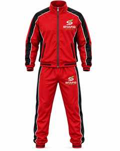 Survêtement unisexe Shafiq rouge, design sportif, fermeture éclair intégrale, vêtements de sport en polyester, poches latérales, col rabattu, style hiver, design 2 en 1 - Product Image 6