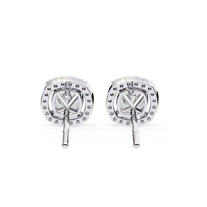 Cushion Diamond Halo Stud <b>Earrings</b> 10K Solid Gold 1 Ct Total 5.5 mm Center 1.1 mm Side Diamonds Fine Jewelry - Product Image 5