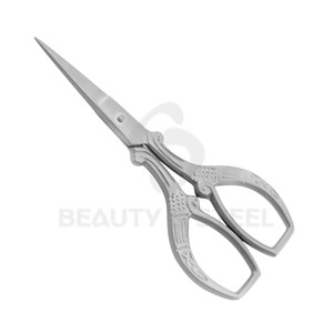 Professional Straight Cuticle Scissors with Vintage Victorian-Style Engraved Handles and <b>Sandblasted</b> Matte Finish - Product Image 4