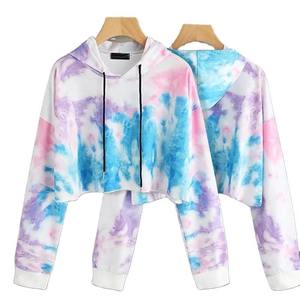 Novedad: Conjunto de Sudadera Corta con Capucha y Pantalones Cortos de Forro Polar con Logotipo Personalizado, Estampado Tie-Dye, para Invierno - Product Image 1