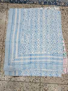 Premium Cotton Handmade Kantha Bedcover Running Stitch Quilt with <b>Block</b> <b>Print</b> Design for Hotels Resorts Villas and Home Stays - Product Image 1