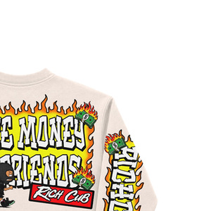 Custom Slogan Print Streetwear Crewneck Sweatshirt <b>Men</b> Long Sleeve Printed Cartoon Design O-Neck Regular Fit - Product Image 3