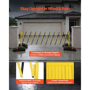 Industrial 13FT Expandable <b>Safety</b> Barrier Flaxible Mobile Barricade with Locking Casters Portable Foldable <b>Roadway</b> Product - Product Image 2