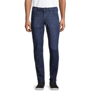 Jeans Casuales para Hombre, Corte Recto, Color Sólido, Azul Oscuro Teñido, Denim Regular de Algodón, Pantalones Vaqueros Elásticos para Hombre, Estilo Urbano - Product Image 1