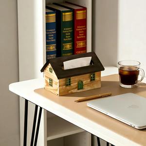 Caja de pañuelos de madera maciza con diseño rústico de cabaña, un accesorio decorativo encantador para el dormitorio de los niños, la oficina o el tocador. - Product Image 4