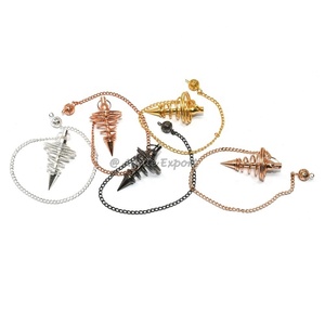 Mini Drop Engraved Pentagram Metal Pendulum for Metaphysical Healing Pendulum, Stone Crystal for Reiki Healing, Dowsing - Product Image 2